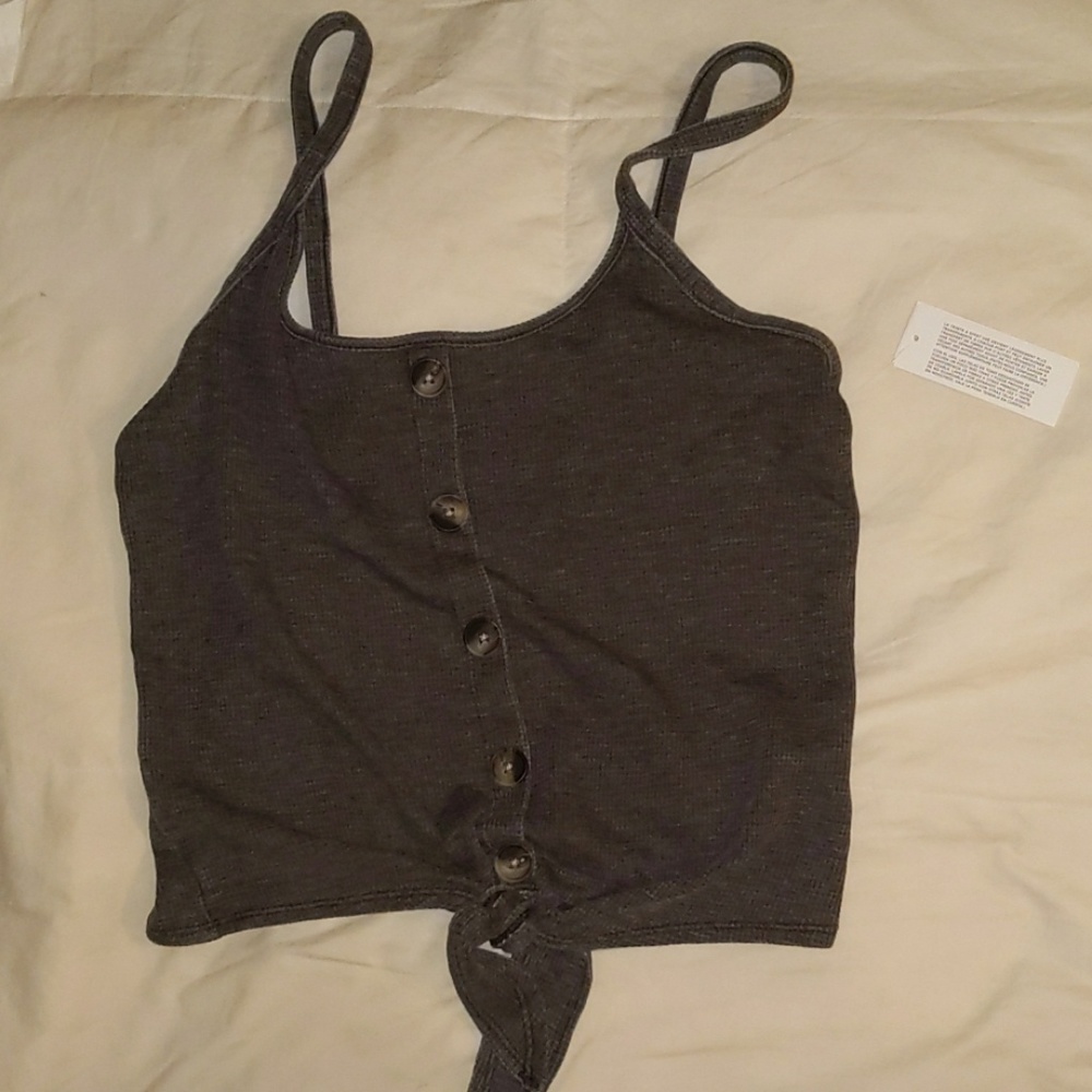 NWT Waffle Knit button down tie tank